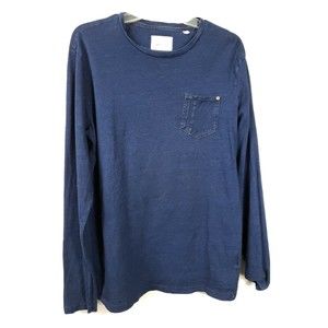 Paperdenim & Cloth Women Blue Long Sleeve Shirt Size Med Cotton